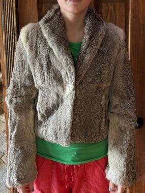 Express Rabbit Fur Coat Cropped Jacket Vintage